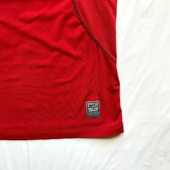 Nike Pro Combat Dri-Fit Mens Small Fitted Compression Top‎ Short Sleeve Red Run - Picture 6 of 12